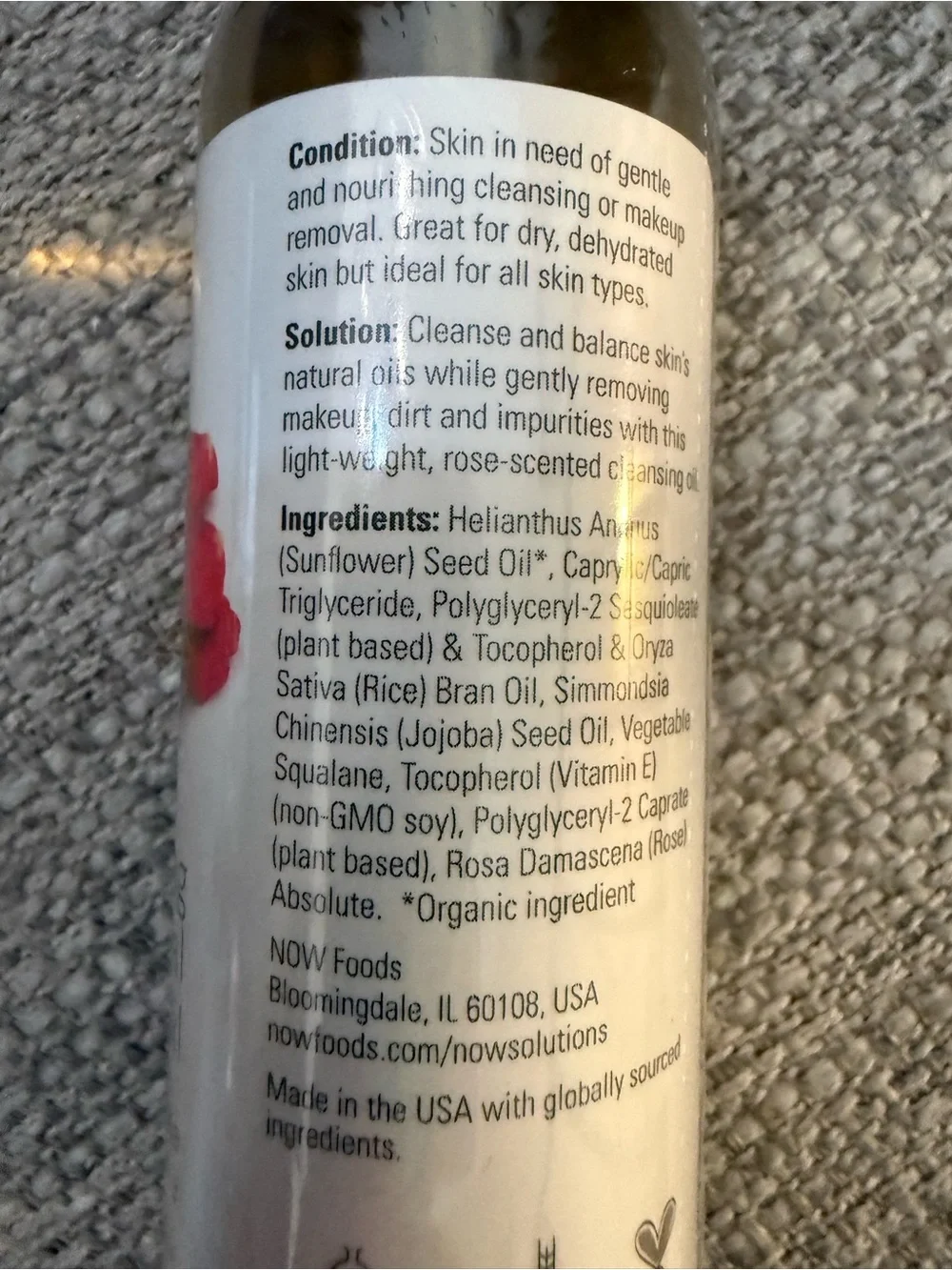 New/sealed NOW Solutions Soothing Rose Facial wCleansing Oil